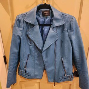 Cropped Faux Leather Bomber Jacket